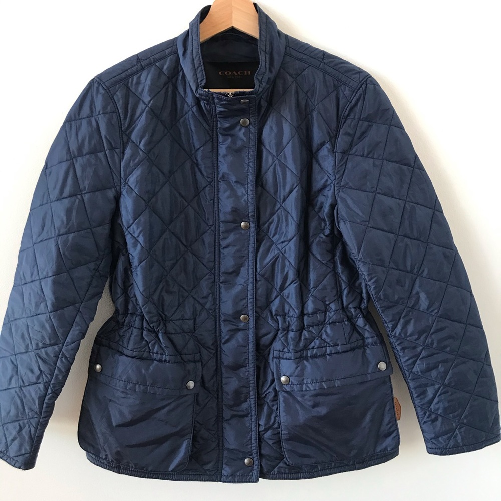 Coach navy blue quilted jacket